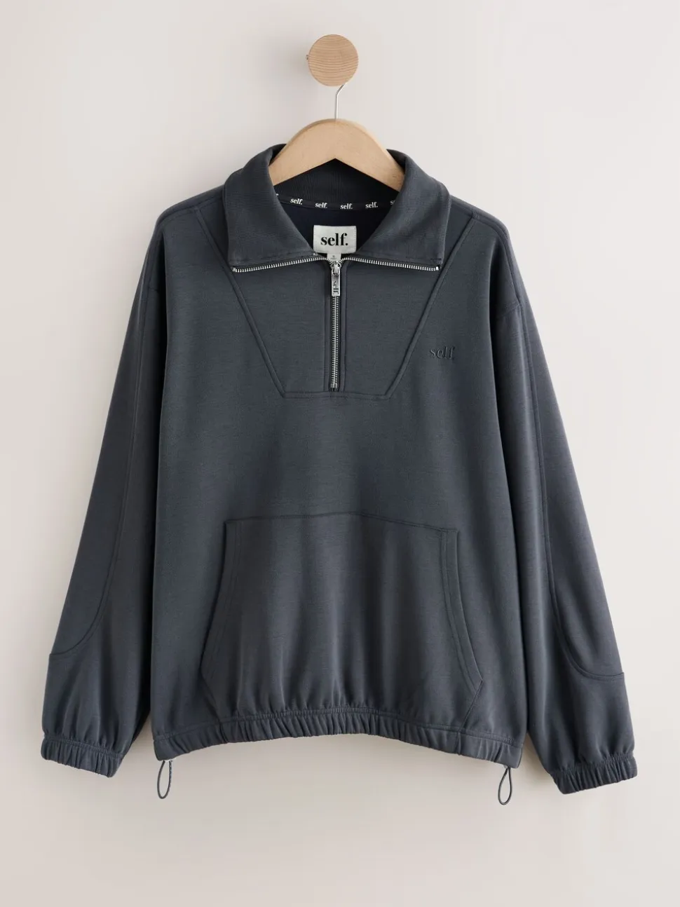 Bleu - soi-même. Sweat-shirt en modal à demi-zippé