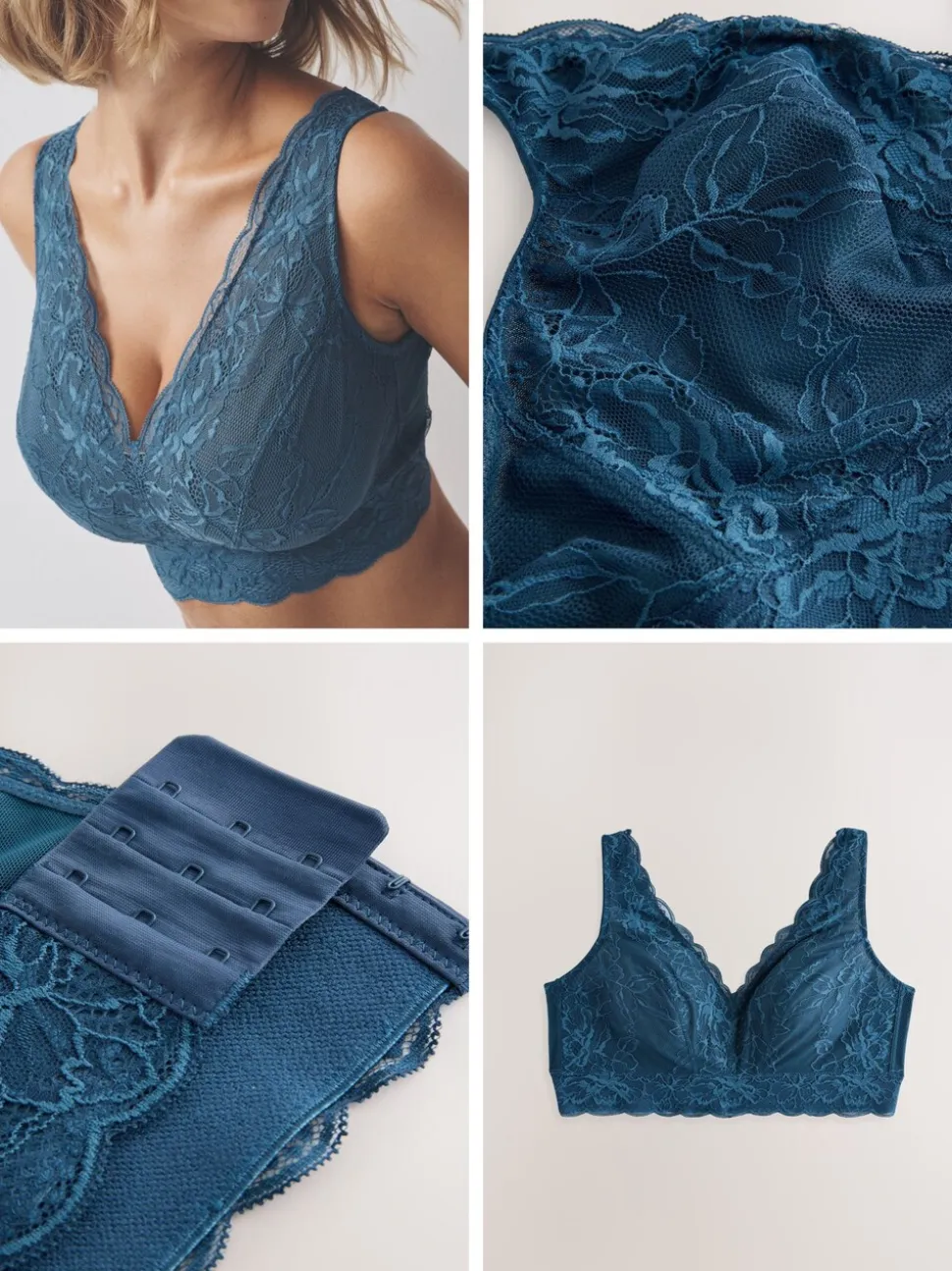 Bleu - Soutien-gorge en dentelle maintien total