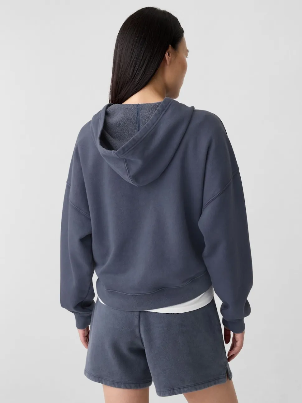 Bleu - Sweat à capuche Gap décontracté raccourci à mini logo