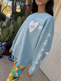 Bleu - Sweat-shirt brodé Never Fully Dressed