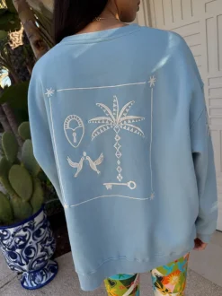 Bleu - Sweat-shirt brodé Never Fully Dressed