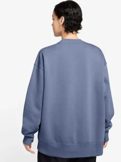 Bleu - Sweat-shirt Nike en polaire oversize à col rond