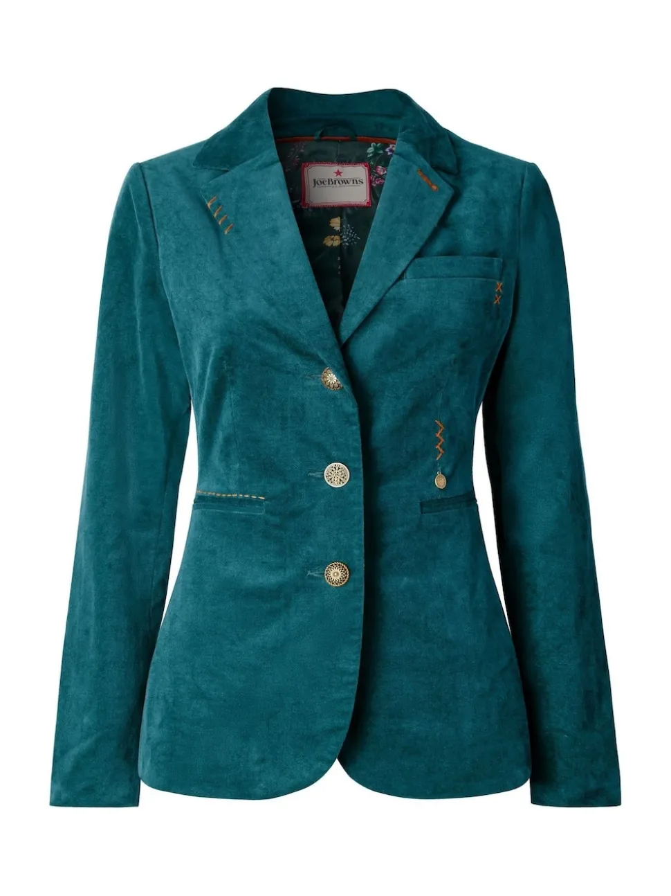 Bleu - Veste Joe Browns en velours à détails surpiqués