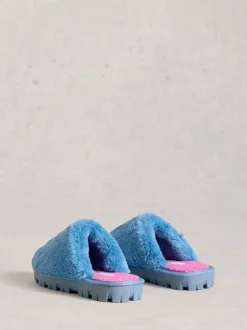 Bleu - White Stuff Chaussons mules en fausse fourrure