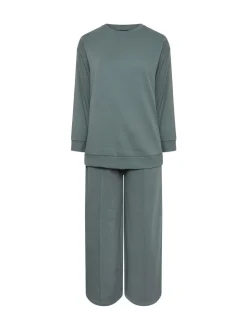 Bleu - Yours Curve Ensemble jogging sweat-shirt à col ras du cou