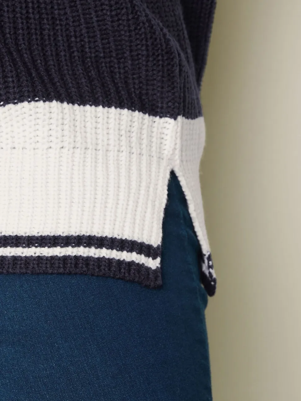 Bleu - Yours Curve Epaule tombante Rayure Pull