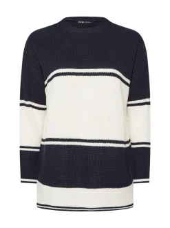 Bleu - Yours Curve Epaule tombante Rayure Pull
