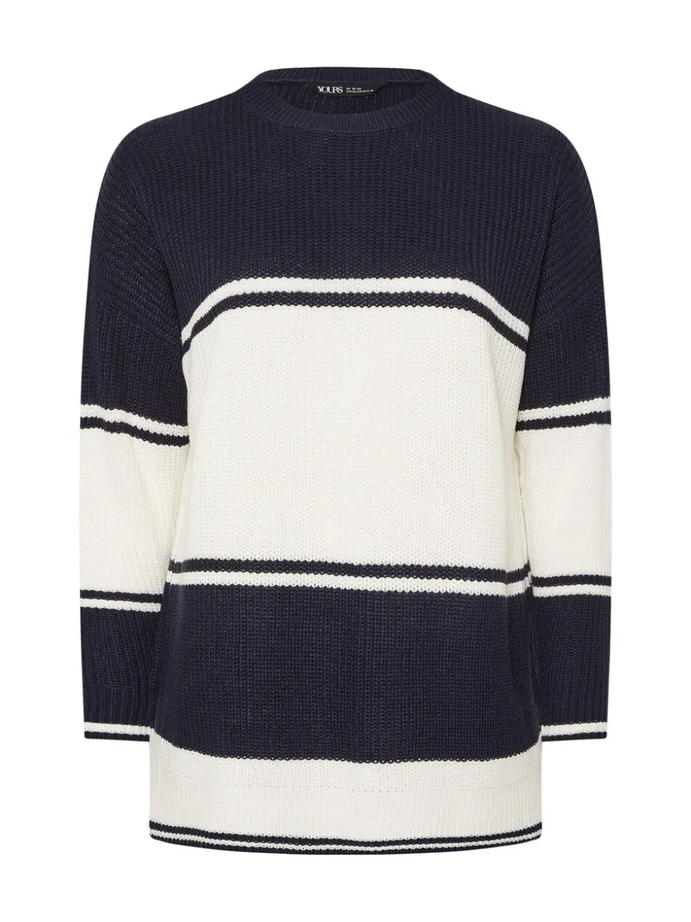 Bleu - Yours Curve Epaule tombante Rayure Pull