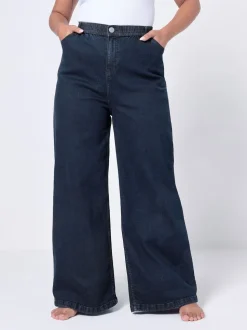 Bleu - Yours Curve Wide Leg Puddle Jeans