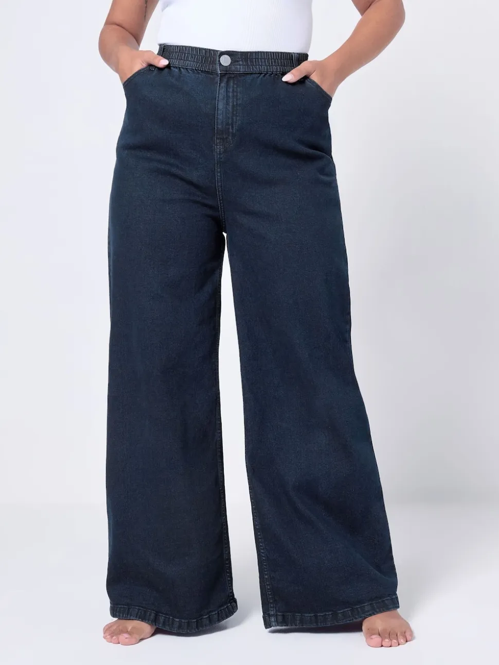 Bleu - Yours Curve Wide Leg Puddle Jeans