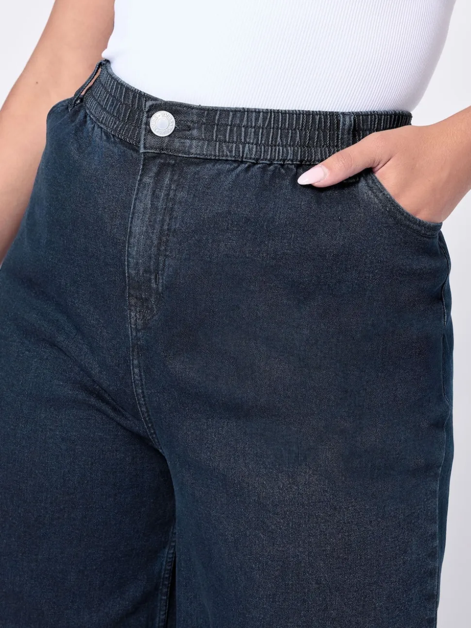 Bleu - Yours Curve Wide Leg Puddle Jeans