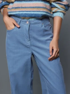 Bleu clair - Pantalon large en velours côtelé