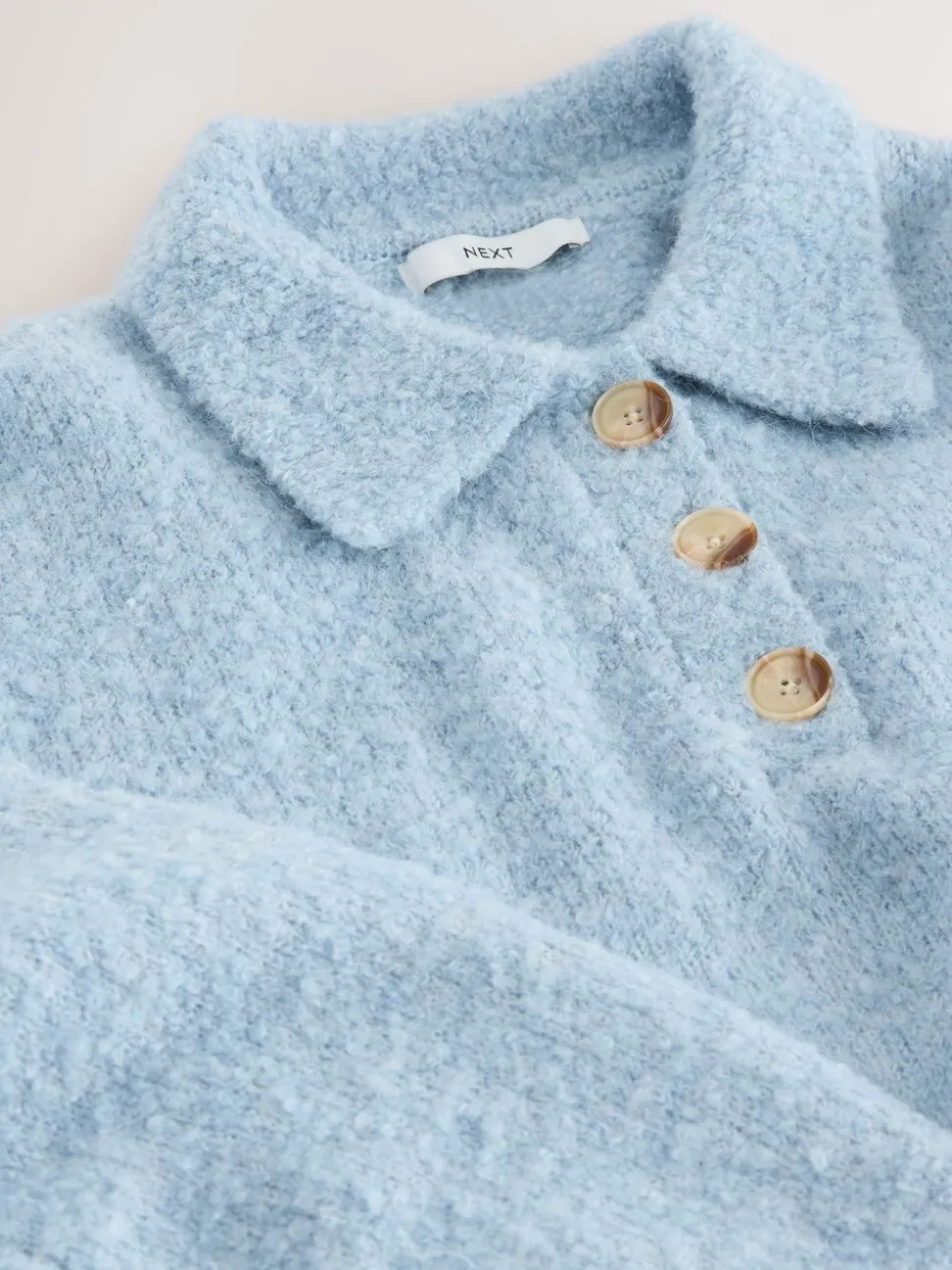 Bleu clair - Pull polo à manches longues Boucle