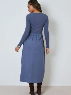Bleu clair - Threadbare Robe boutonnée 21 jersey en popeline mélangée