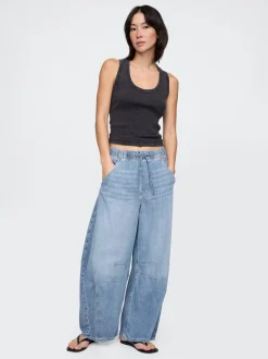 Bleu clair délavé - Gap Jeansfer à cheval ultra-doux taille moyenne