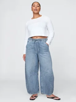 Bleu clair délavé - Gap Jeansfer à cheval ultra-doux taille moyenne