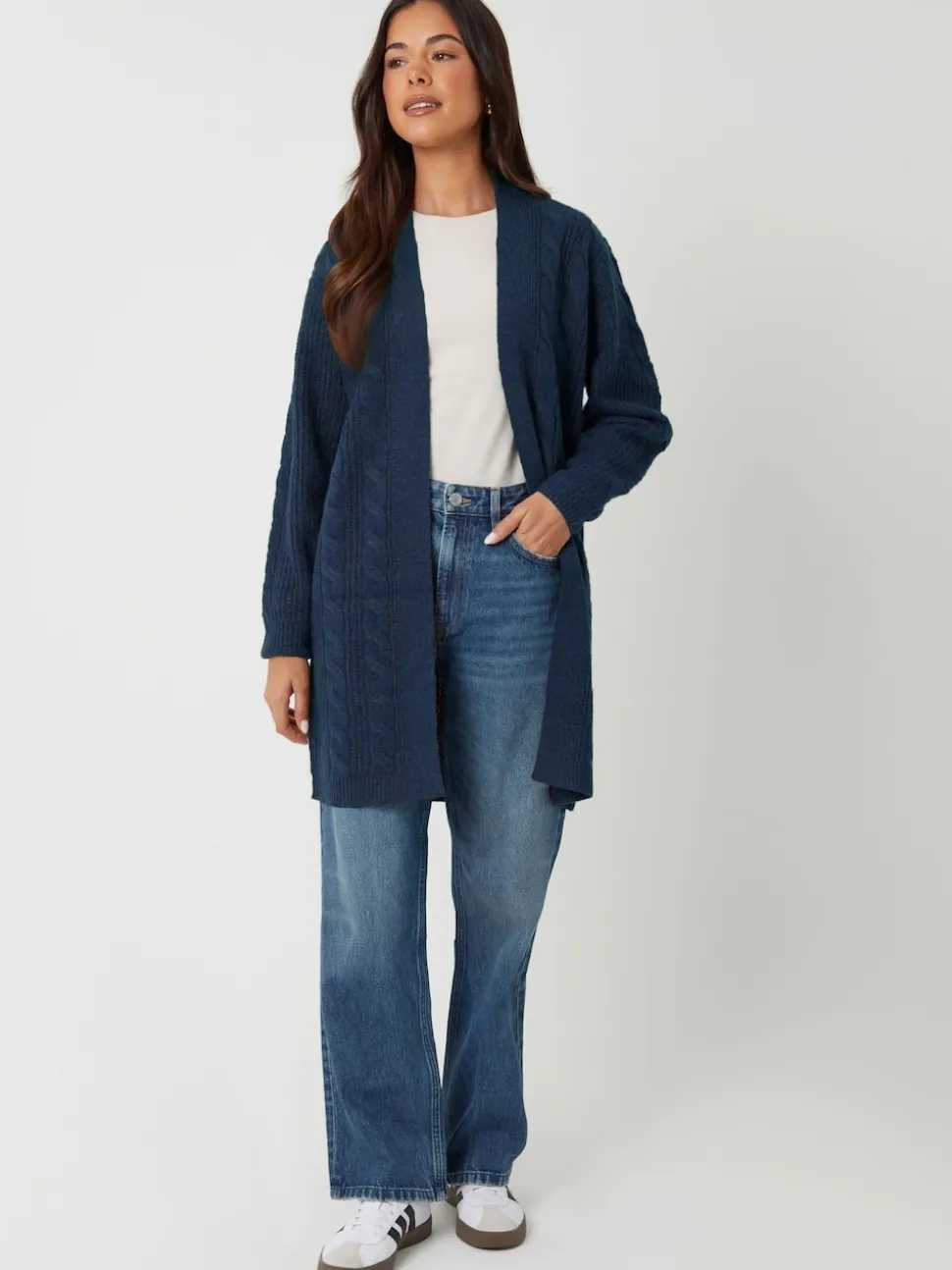 Bleu de ciel - Threadbare Ladies Rozanna Cable Detail Cardigan