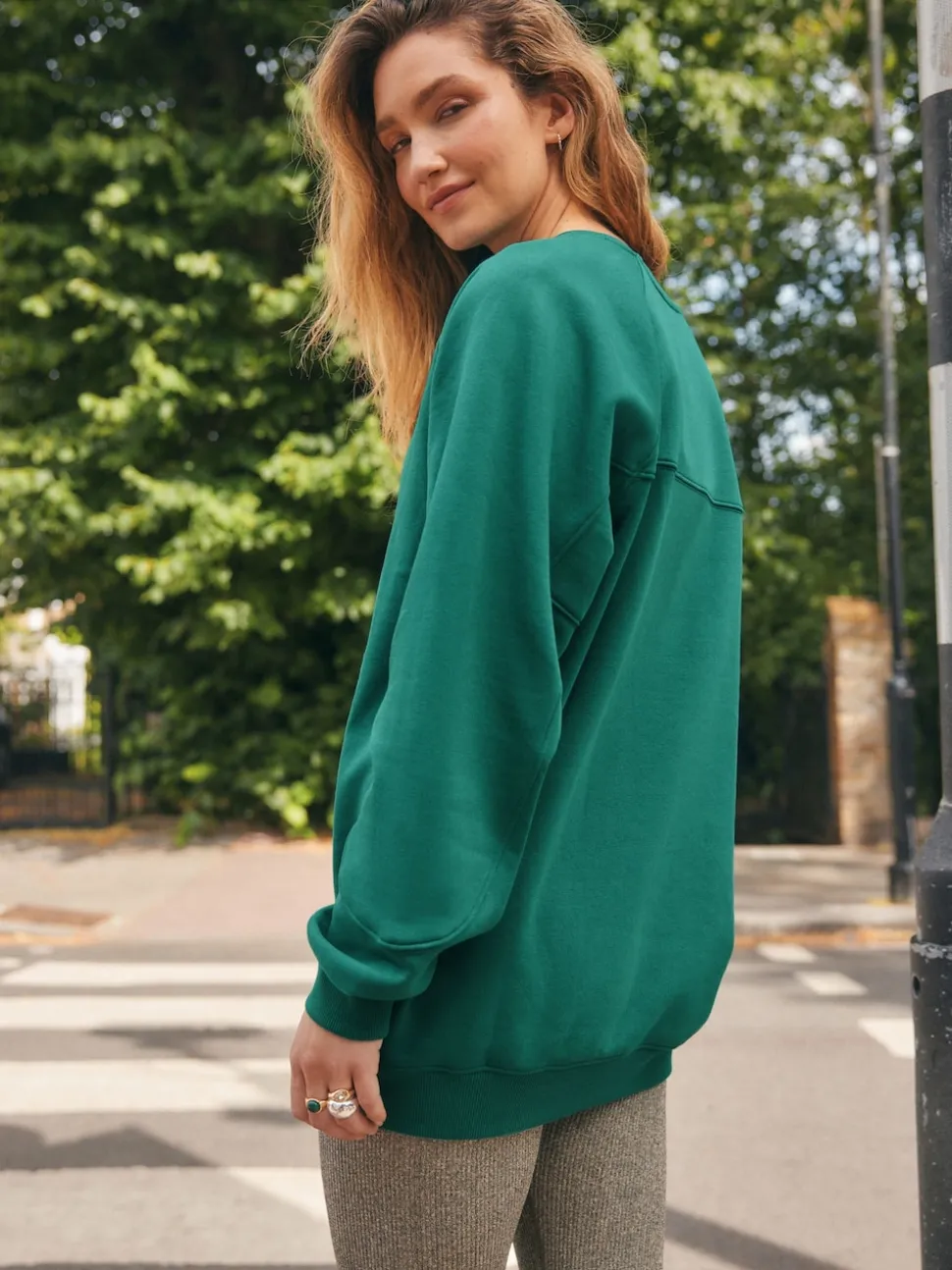Bleu de sarcelle - Sweat-shirt épais décontracté à Col rond