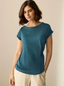 Bleu de sarcelle - T-shirt à manches cap