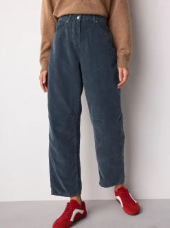 Bleu Denim - Pantalons coupe ballon en velours côtelé