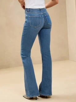 Bleu délavage moyen - Jean évasé taille moyenne
