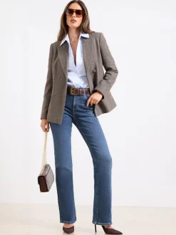 Bleu délavage moyen - Lipsy Slim Taille haute Flare Jeans