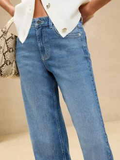 Bleu délavage moyen - Lipsy - Jean à jambe large et à taille moyenne