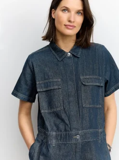 bleu foncé - Combinaison de maternité en Jean 100% coton