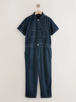 bleu foncé - Combinaison de maternité en Jean 100% coton