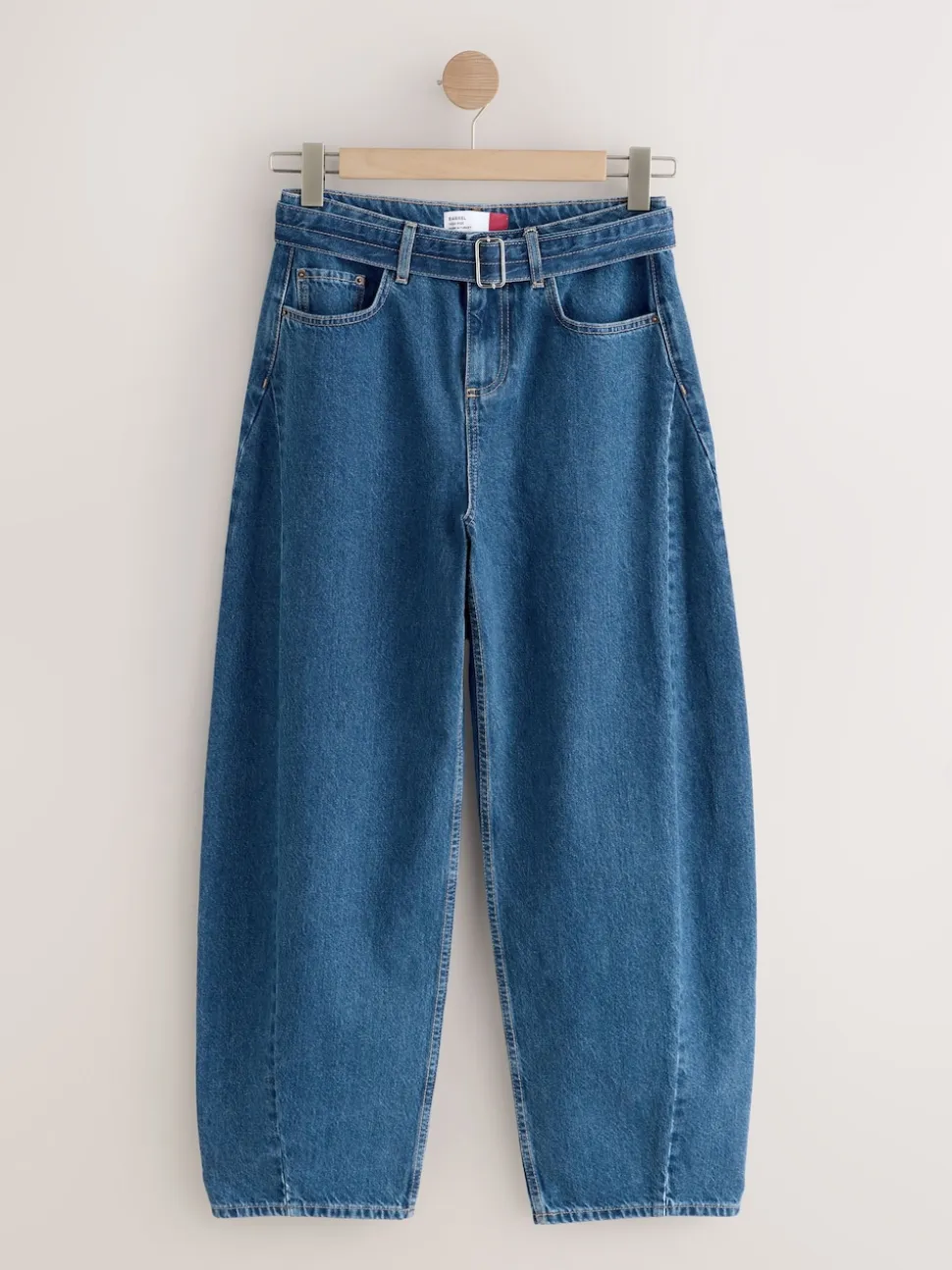 bleu foncé - Jean barrel ceinturé