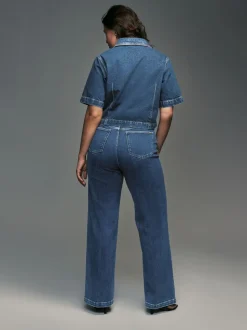 bleu foncé - Jean sablier à jambe large