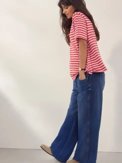 bleu foncé - Jeans Maternity à jambe large 100% coton