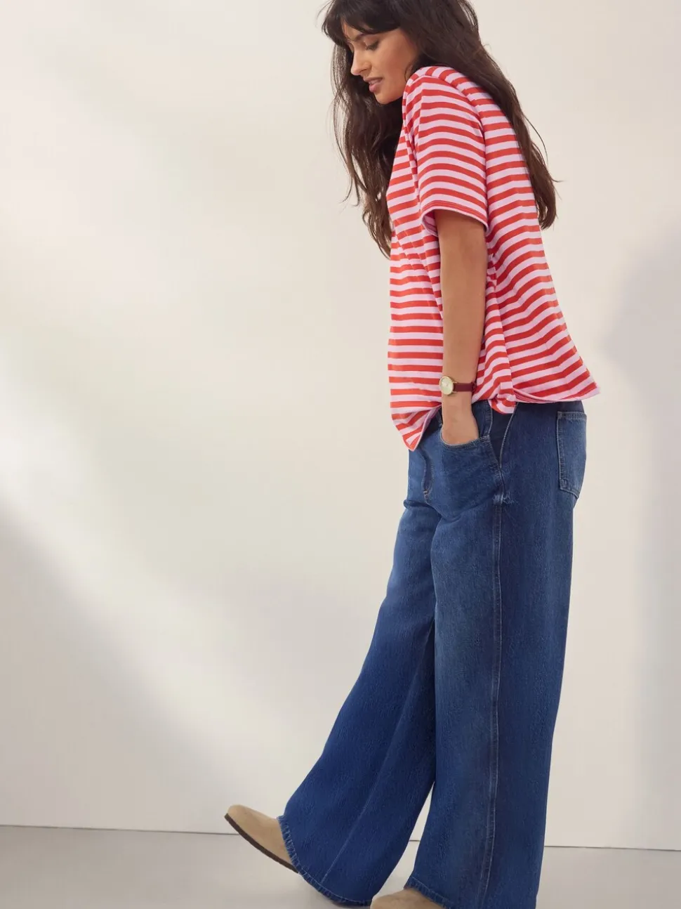 bleu foncé - Jeans Maternity à jambe large 100% coton