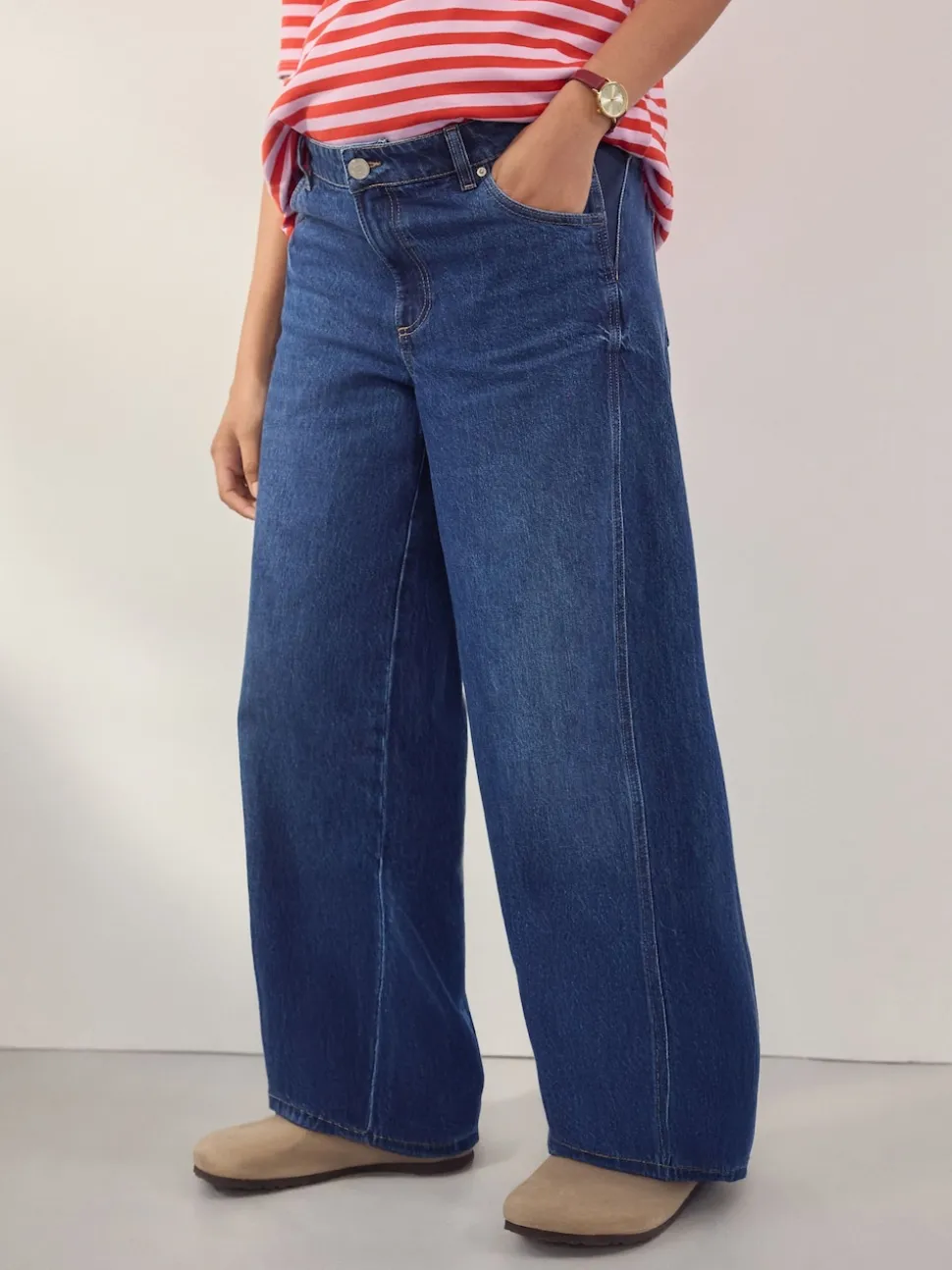 bleu foncé - Jeans Maternity à jambe large 100% coton