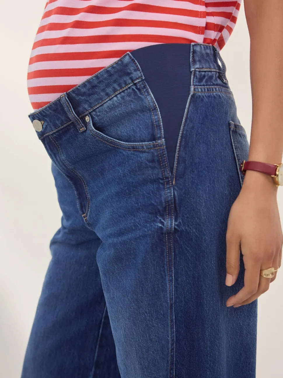bleu foncé - Jeans Maternity à jambe large 100% coton