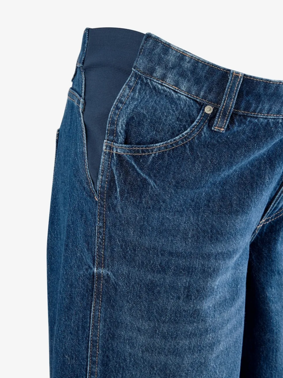 bleu foncé - Jeans Maternity à jambe large 100% coton