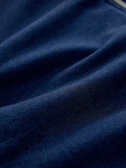 bleu foncé - Sweat à capuche zippé en jersey Denim