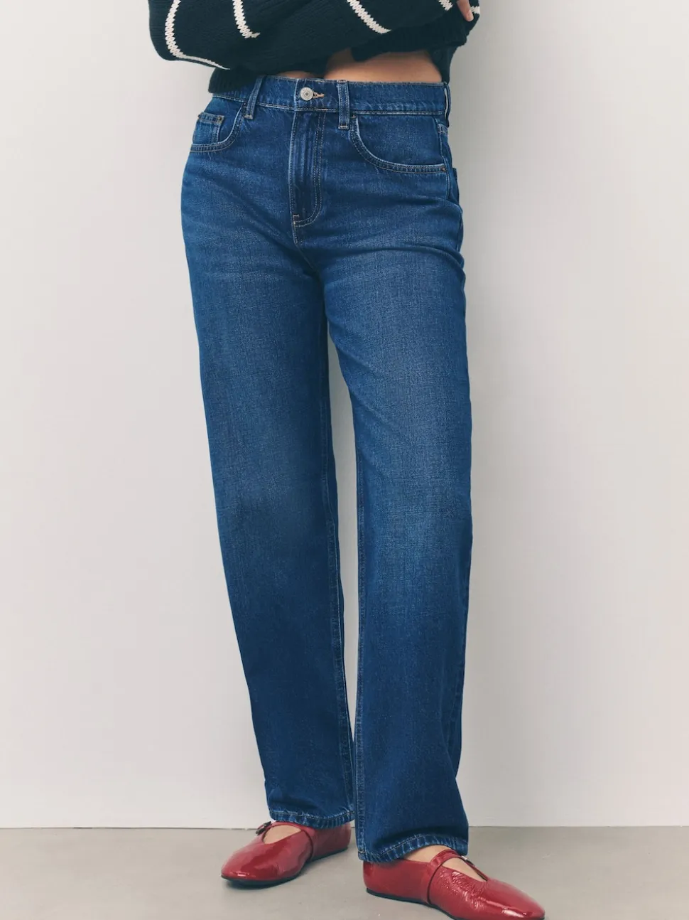 Bleu foncé de denim - Jean jambe barillet