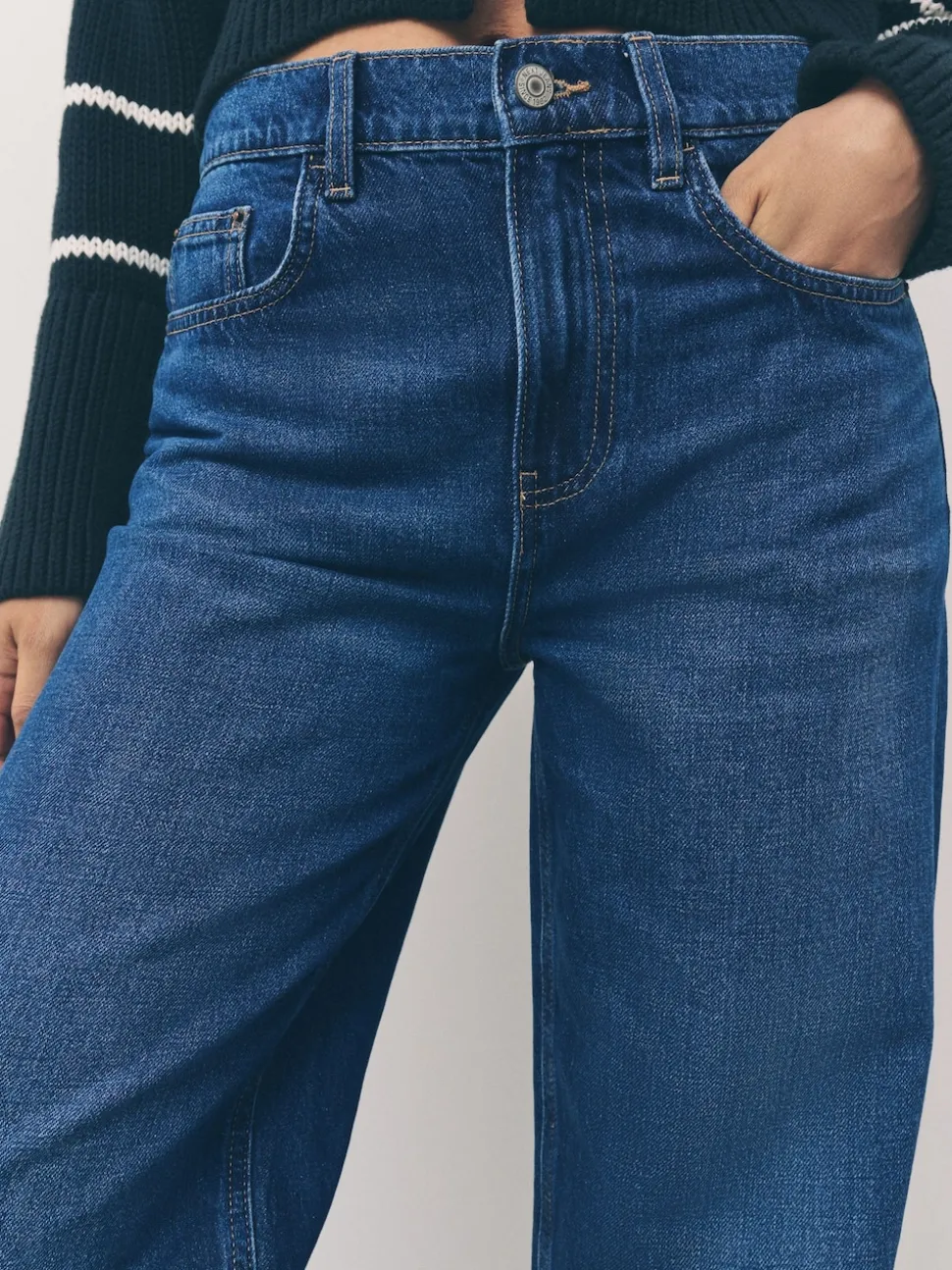 Bleu foncé de denim - Jean jambe barillet