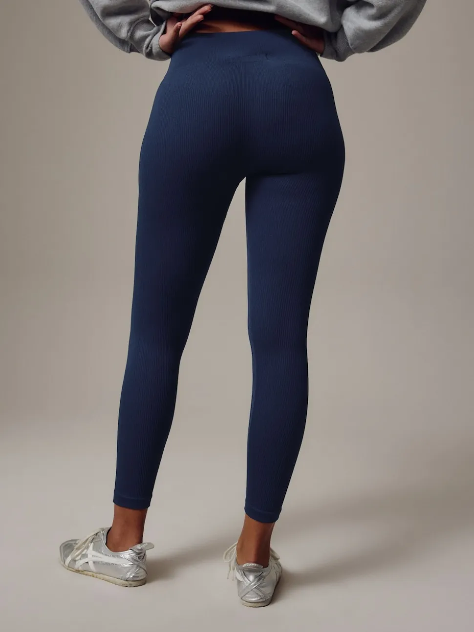 Bleu marine - Côtelé sans couture Taille haute Leggings