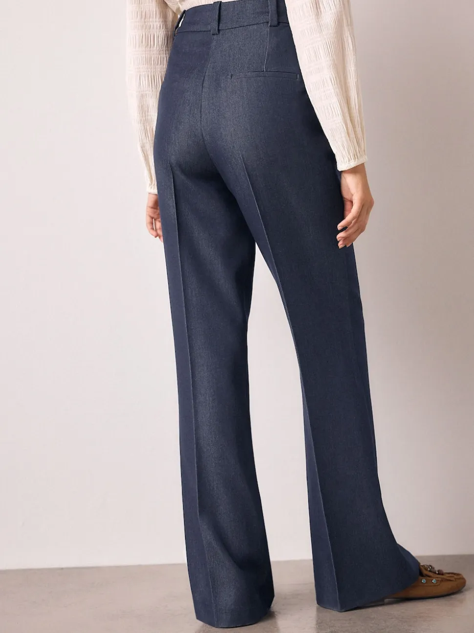 Bleu marine - Denim Look Slim Flare Trousers