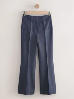 Bleu marine - Denim Look Slim Flare Trousers