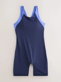 Bleu marine à empiècements - Maillot de bain Unitard avec contrôle du ventre