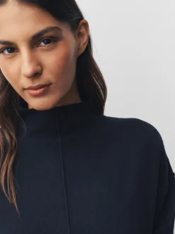 Bleu marine à imprimé nautique - Pull 2-en-1 en maille avec jupe mi-longue plissée