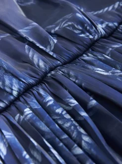 Bleu marine à imprimé nautique - Pull 2-en-1 en maille avec jupe mi-longue plissée