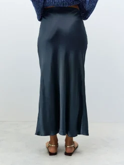 Bleu marine - Jupe Midi Satin