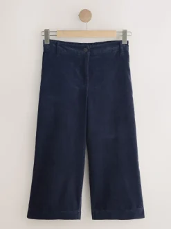 Bleu marine - Jupe-culotte en velours côtelé