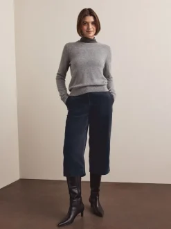Bleu marine - Jupe-culotte en velours côtelé
