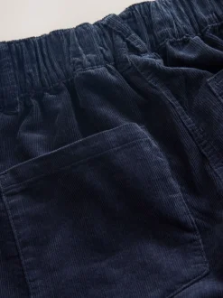 Bleu marine - Jupe-culotte en velours côtelé
