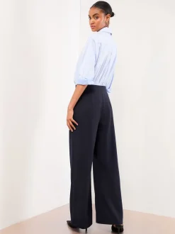 Bleu marine - Lipsy Pantalon large taille haute